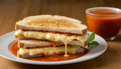 Dripping cheese graces tomato sandwich