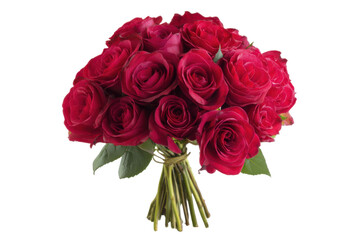 Roses in Red Bouquet isolated on transparent png background