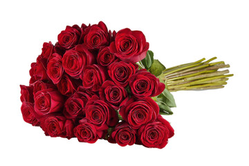 Red rose flower bunch isolated on transparent png background