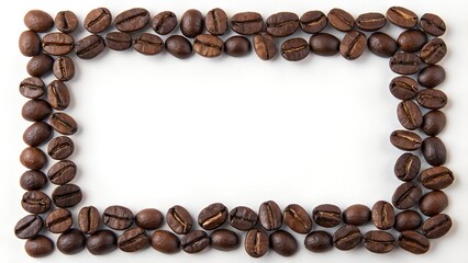 Coffee beans frame with blank center on dark background