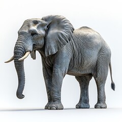 Fototapeta premium African Elephant Portrait: A majestic African elephant, the largest land mammal on Earth, stands against a neutral background. Its wrinkled skin, powerful tusks.