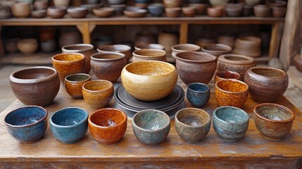 Artisan Pottery Collection: A Showcase of Handcrafted Ceramic Bowls and Cups