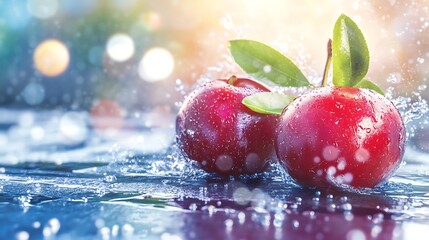 Fresh plums water splash