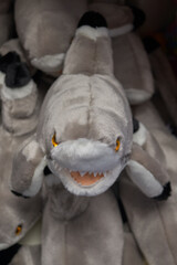 Closeup of a Plush Shark Toy With Detailing on the Snout and Eyes