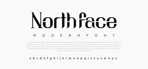Northface Modern abstract digital alphabet font. Minimal technology typography, Creative urban sport fashion futuristic font and with numbers. vector illustration	