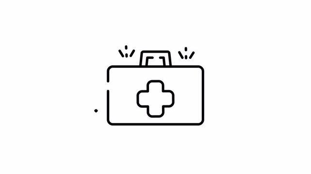 first aid kit icon in line art for emergency and medical treatment animation