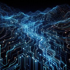 Fine neon ribbon like lines weave