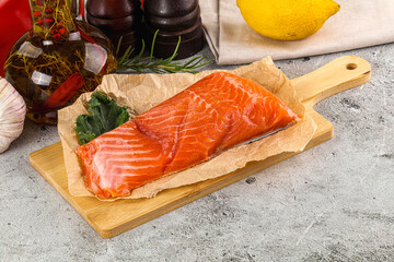 Piece of cut salmon fillet