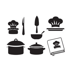 Kitchen icon set silhouette