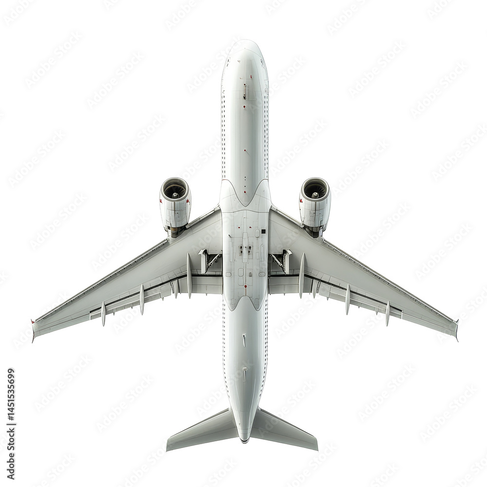 Poster aerial view of an isolated airplane on a transparent background showcasing its detailed design, airp