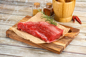 Raw beef flesh for cooking