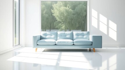 Serene sofa setting with sunlit floor