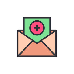 Health mail colored icons, minimalist vector illustration ,simple transparent graphic element .Isolated on white background