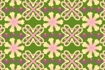 Fototapeta premium Fabric background, green flower pattern, fabric pattern design