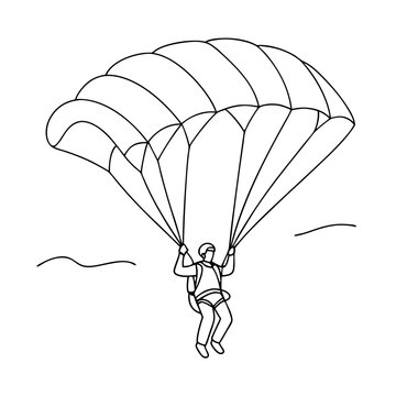 paragliding linear drawing vector illustration
