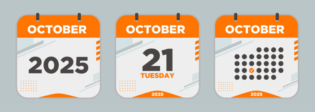 Calendar design vector. October. 2025 21 day. The concept of waiting for an important date. Day calendar with date October 21. Cheklist day calendar. Vector illustration.