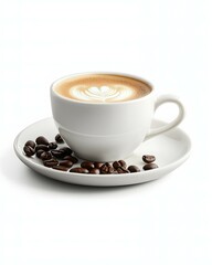 Fototapeta premium Photo of a coffee latte in a glass, isolated on a white background