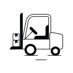 forklift glyph outline icon with white background vector stock illustration