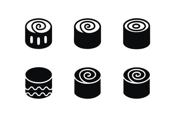 set of Cinnamon Bun icon silhouette vector illustration