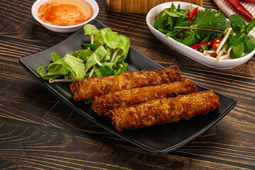 Fried Vietnamese spring roll with special sauce