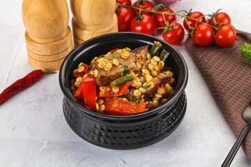 Eastern cuisine - Ptitim with beef and vegetables
