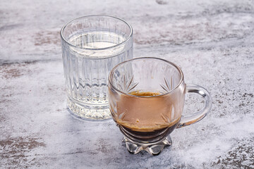 Hot strong espresso shot coffee