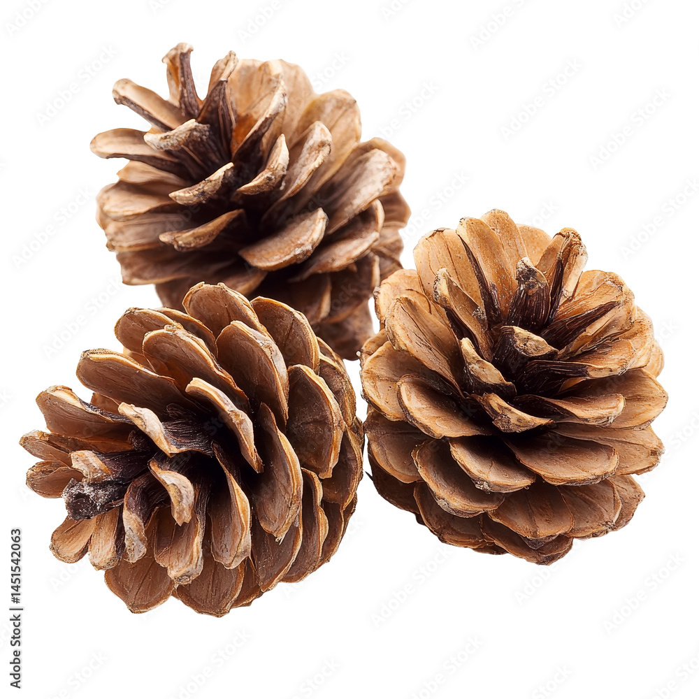 Poster pine cones isolated on a transparent background showcasing their natural texture and intricate desig