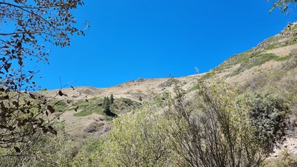 beautiful landscape with mountains and blue sky
