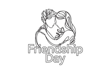 Elegant Line Art Illustration for Friendship Day