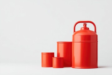 clean and minimalistic image of red fire equipment isolated on white background with ample copy space