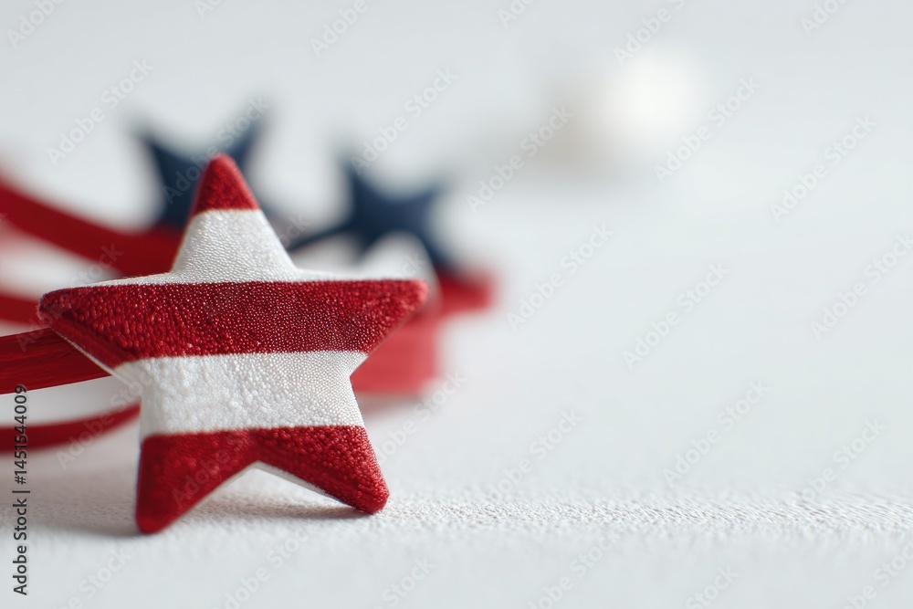 Poster close-up of symbolic national holiday elements resting on smooth surface with minimalistic design el