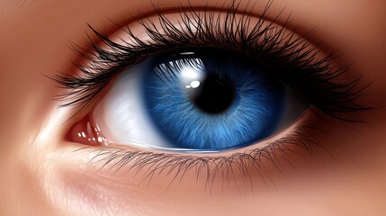 Obraz premium Stunning Close-up of a Vibrant Blue Eye with Long Eyelashes