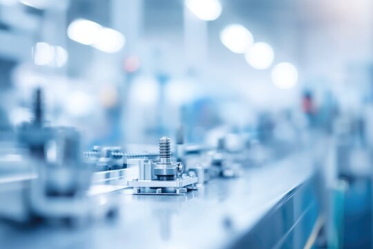 dynamic factory production line captures motion of machinery in well-lit industrial setting minimalistic composition