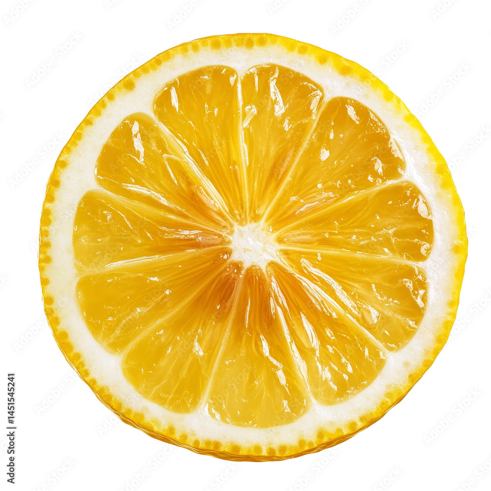 Poster fresh lemon slice isolated on a transparent background showcasing vibrant color and texture for culi