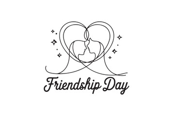 Elegant Friendship Day Design Featuring Two Faces in Heart Shape