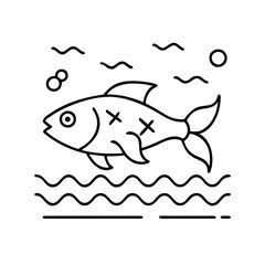 fish swimming icon, fish swimming line art - simple line art of fish swimming, perfect for fish swimming logos and icons