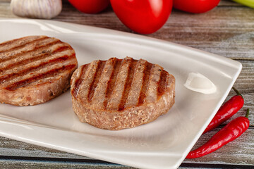 Grilled tuna steak fillet medallion