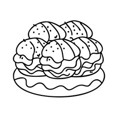 choux pastry icon, choux pastry line art - simple line art of choux pastry, perfect for choux pastry logos and icons