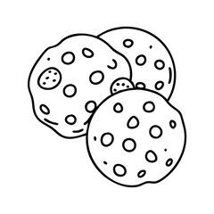 chocolate chip cookies icon, chocolate chip cookies line art - simple line art of chocolate chip cookies, perfect for chocolate chip cookies logos and icons