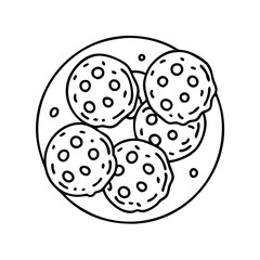 chocolate chip cookies icon, chocolate chip cookies line art - simple line art of chocolate chip cookies, perfect for chocolate chip cookies logos and icons