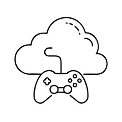 cloud gaming icon, cloud gaming line art - simple line art of cloud gaming, perfect for cloud gaming logos and icons