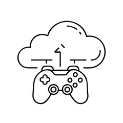 cloud gaming icon, cloud gaming line art - simple line art of cloud gaming, perfect for cloud gaming logos and icons