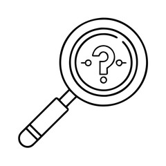 clue magnifying glass icon, clue magnifying glass line art - simple line art of clue magnifying glass, perfect for clue magnifying glass logos and icons