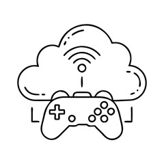 cloud gaming icon, cloud gaming line art - simple line art of cloud gaming, perfect for cloud gaming logos and icons