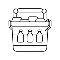 cooler with drinks icon, cooler with drinks line art - simple line art of cooler with drinks, perfect for cooler with drinks logos and icons