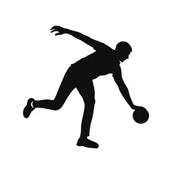 Bowler Releasing Bowling Ball Down the Lane – Silhouette Vector Image on White Background