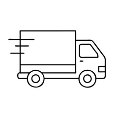 delivery truck icon, delivery truck line art - simple line art of delivery truck, perfect for delivery truck logos and icons