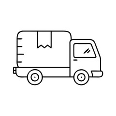 delivery truck icon, delivery truck line art - simple line art of delivery truck, perfect for delivery truck logos and icons