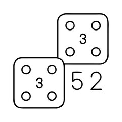 dice with numbers icon, dice with numbers line art - simple line art of dice with numbers, perfect for dice with numbers logos and icons
