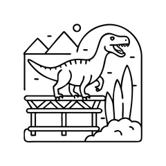 dinosaur themed attraction icon, dinosaur themed attraction line art - simple line art of dinosaur themed attraction, perfect for dinosaur themed attraction logos and icons